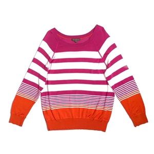 Tommy Bahama pink orange and white stripe sweater